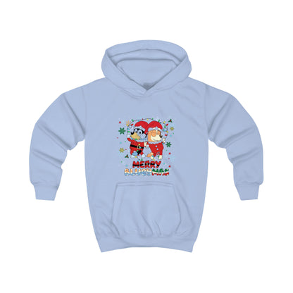 Kids Hoodie - Merry Christmas Cartoon Santa Penguins Holiday Sweatshirt