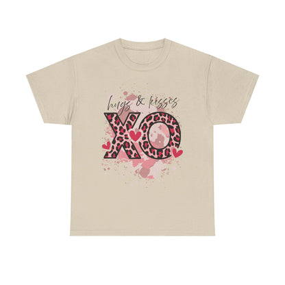XO Hugs & Kisses Leopard Print Tee — Valentine's Day Graphic Shirt