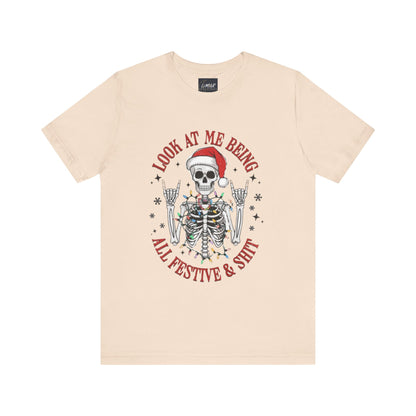 Festive Skeleton Tee - Unisex Jersey Short Sleeve T-Shirt