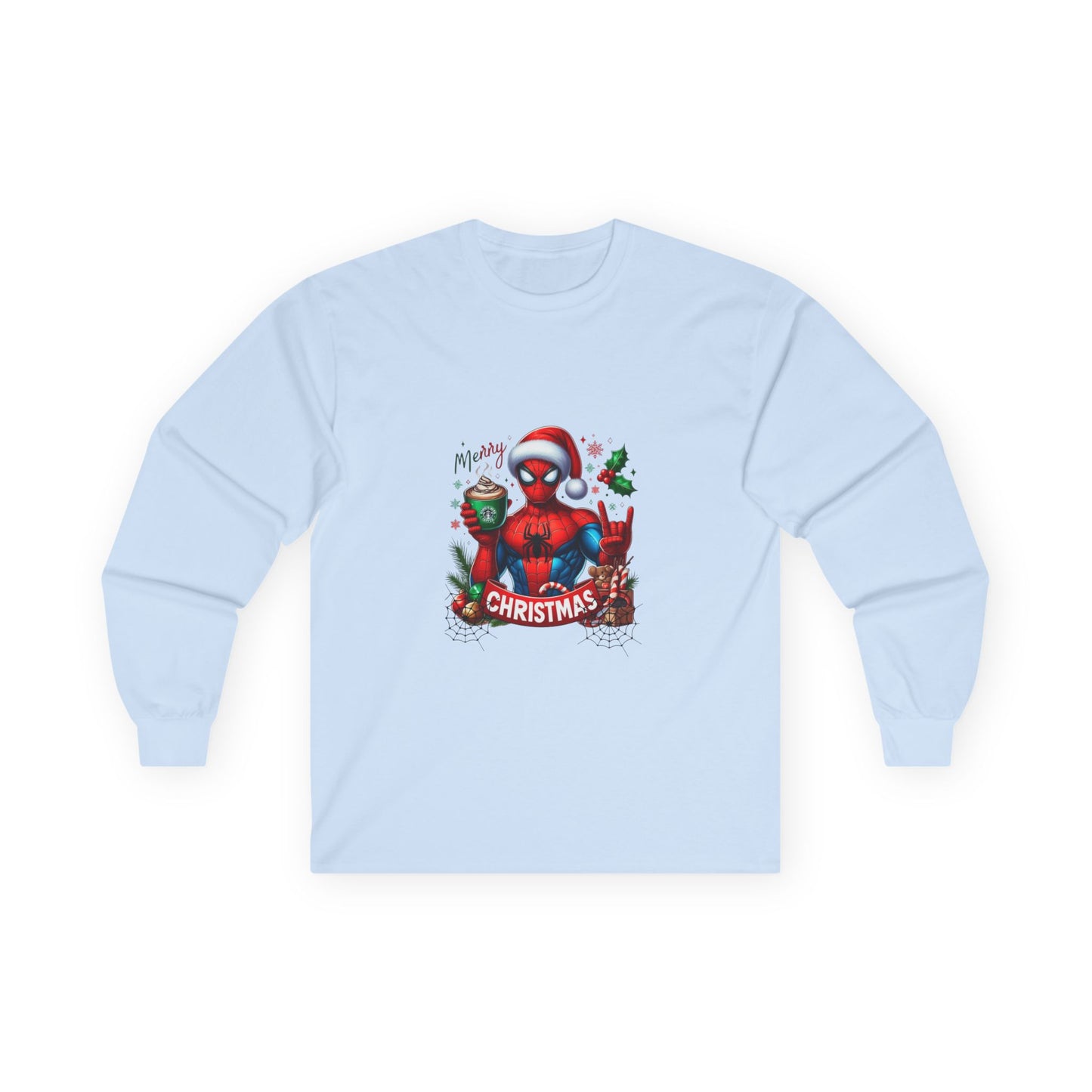 Christmas and Coffee with Spidey- Unisex Ultra Cotton Long Sleeve Tee