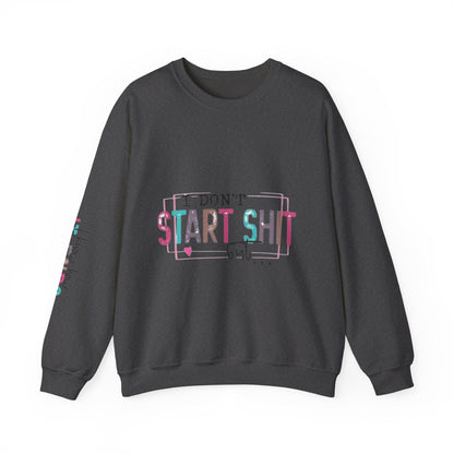 Crewneck Sweatshirt — “I Don’t Start Shit” Colorblock Graphic Crew