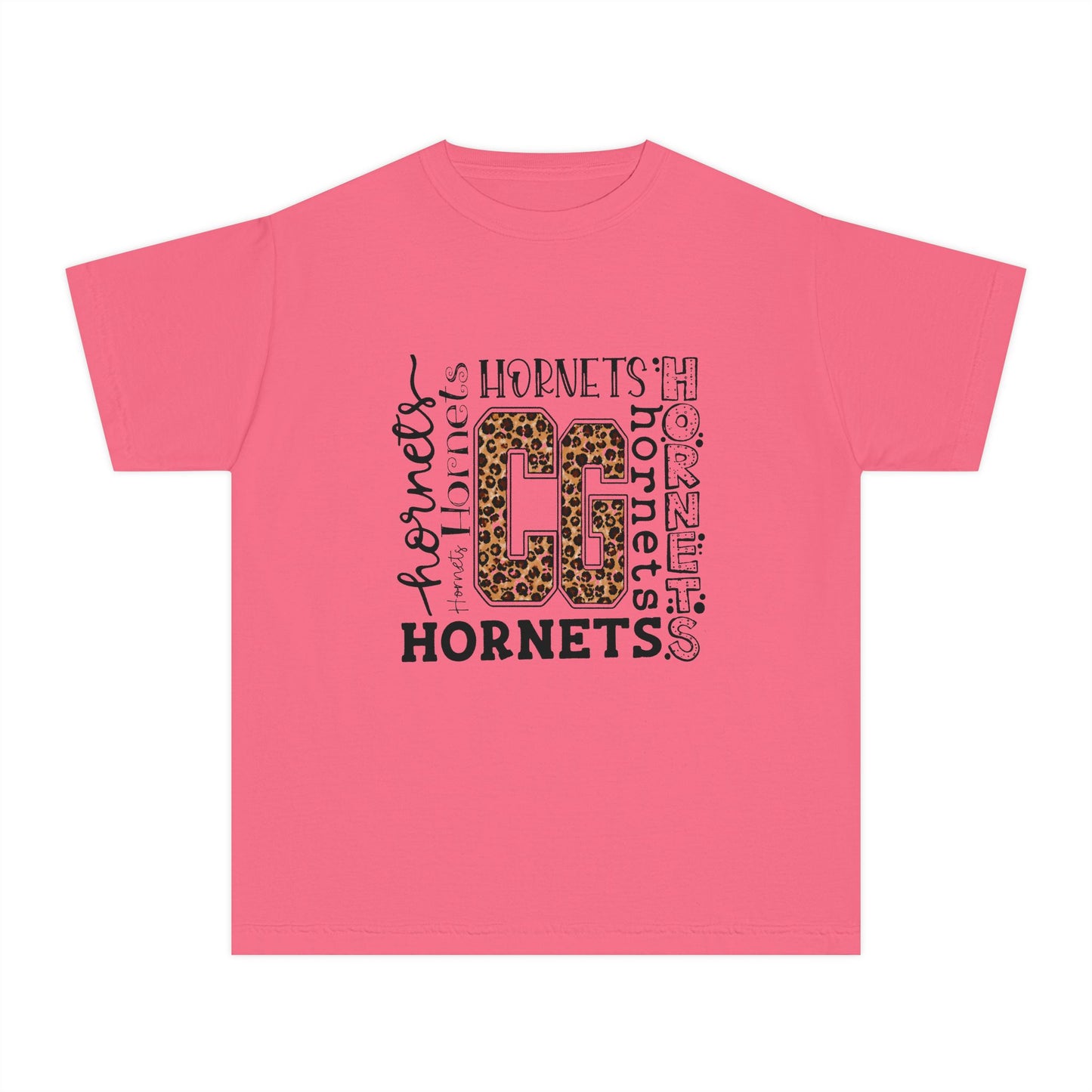 Youth Hornets Tee — Leopard Print 'CG' School Spirit Shirt