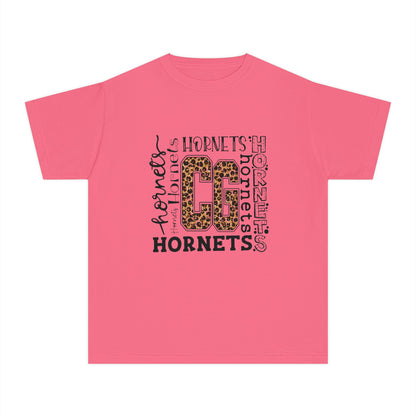 Youth Hornets Tee — Leopard Print 'CG' School Spirit Shirt