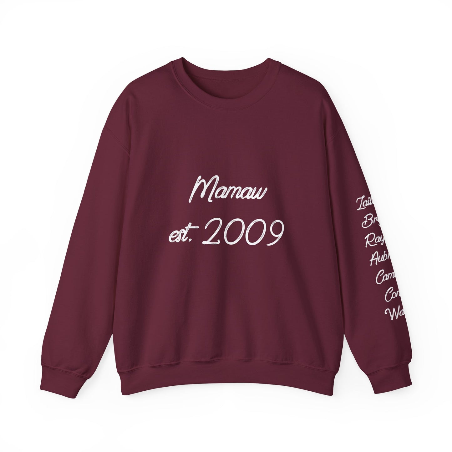 Mamaw Est. 2009 Crewneck Sweatshirt — Personalized Grandma Gift