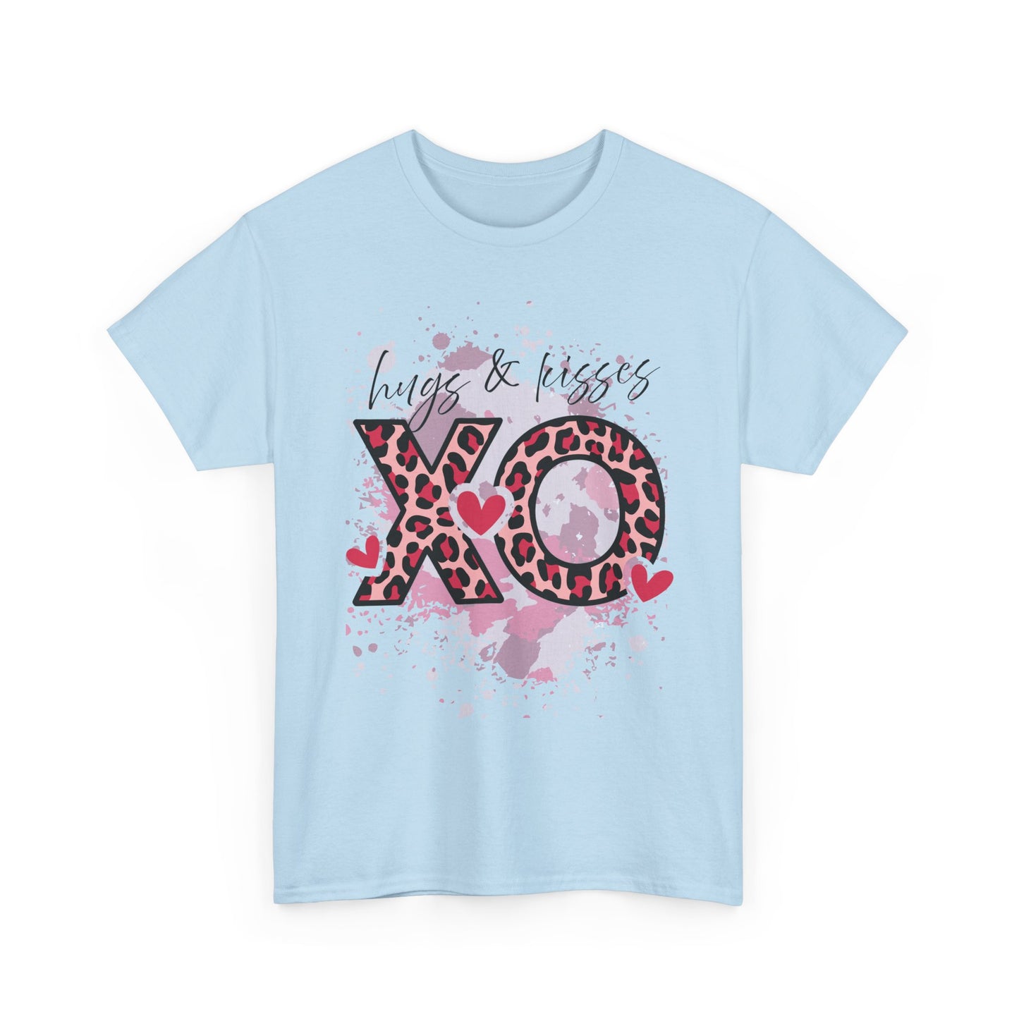 XO Hugs & Kisses Leopard Print Tee — Valentine's Day Graphic Shirt