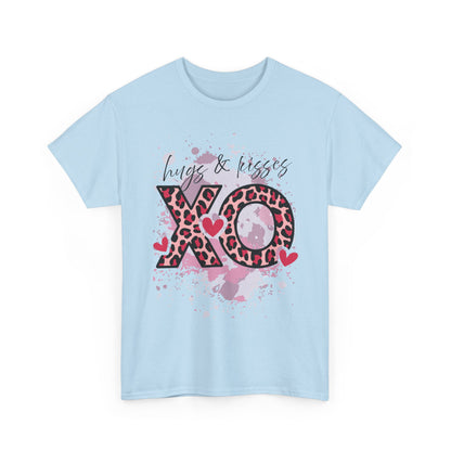 XO Hugs & Kisses Leopard Print Tee — Valentine's Day Graphic Shirt