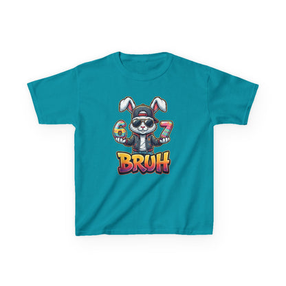 Kids 'Bruh 6 7' Bunny Graphic Tee — Cool Cartoon Bunny Shirt for Kids