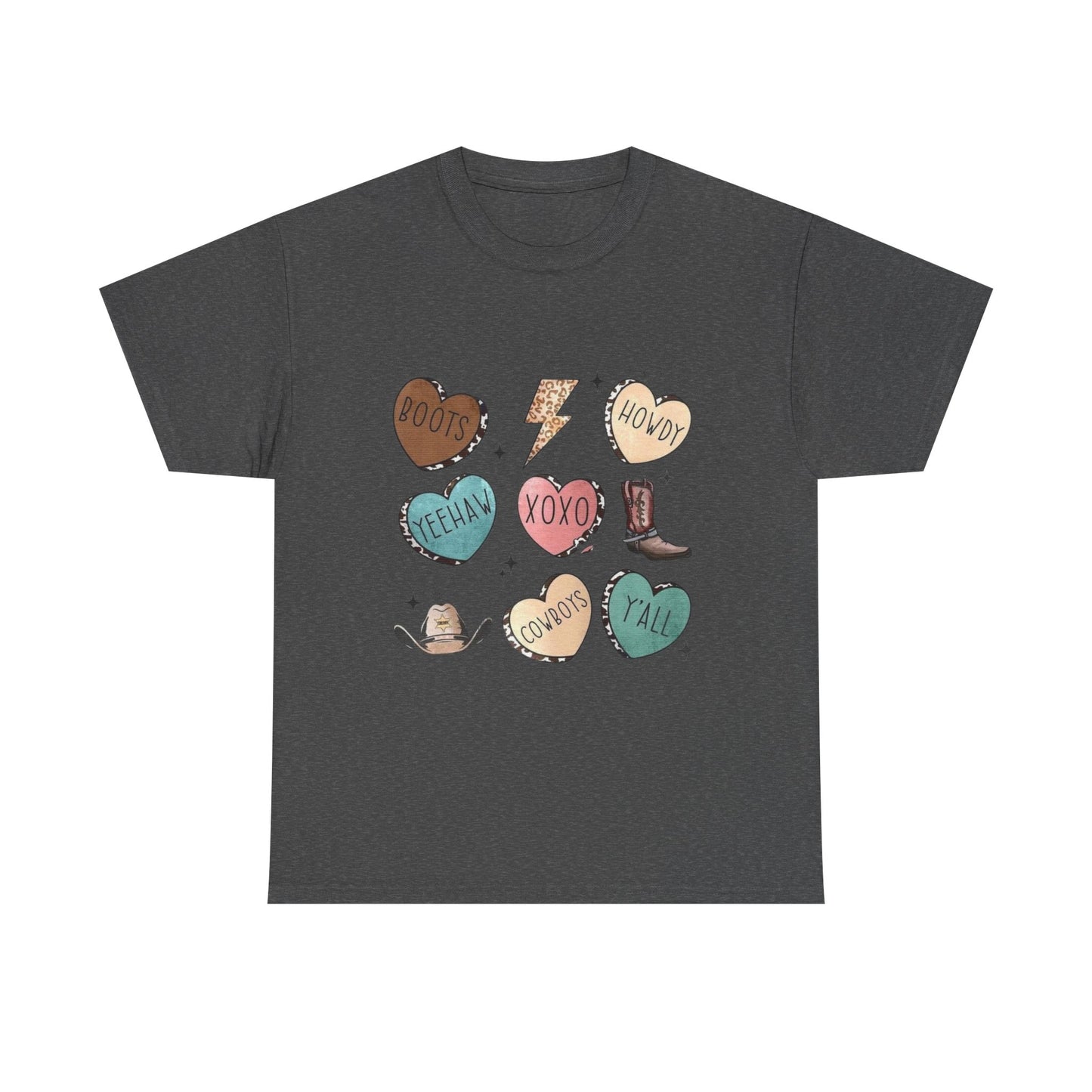Cowgirl Candy Heart Tee — Cute Western Hearts Graphic T-Shirt (XOXO, Howdy, Y'all)