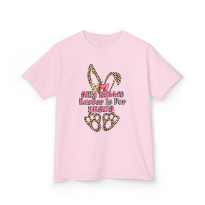 Kids Tee — Leopard Bunny Ears & 'This Little Bunny Is For Jesus' Easter Shirt
