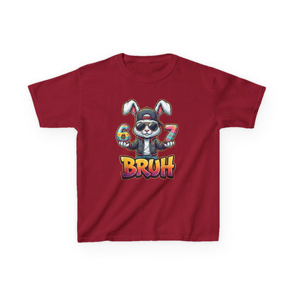 Kids 'Bruh 6 7' Bunny Graphic Tee — Cool Cartoon Bunny Shirt for Kids
