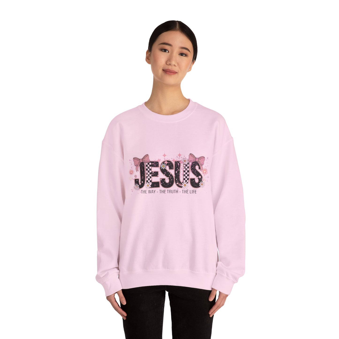 Jesus Floral Crewneck Sweatshirt – The Way The Truth The Life Christian Pullover