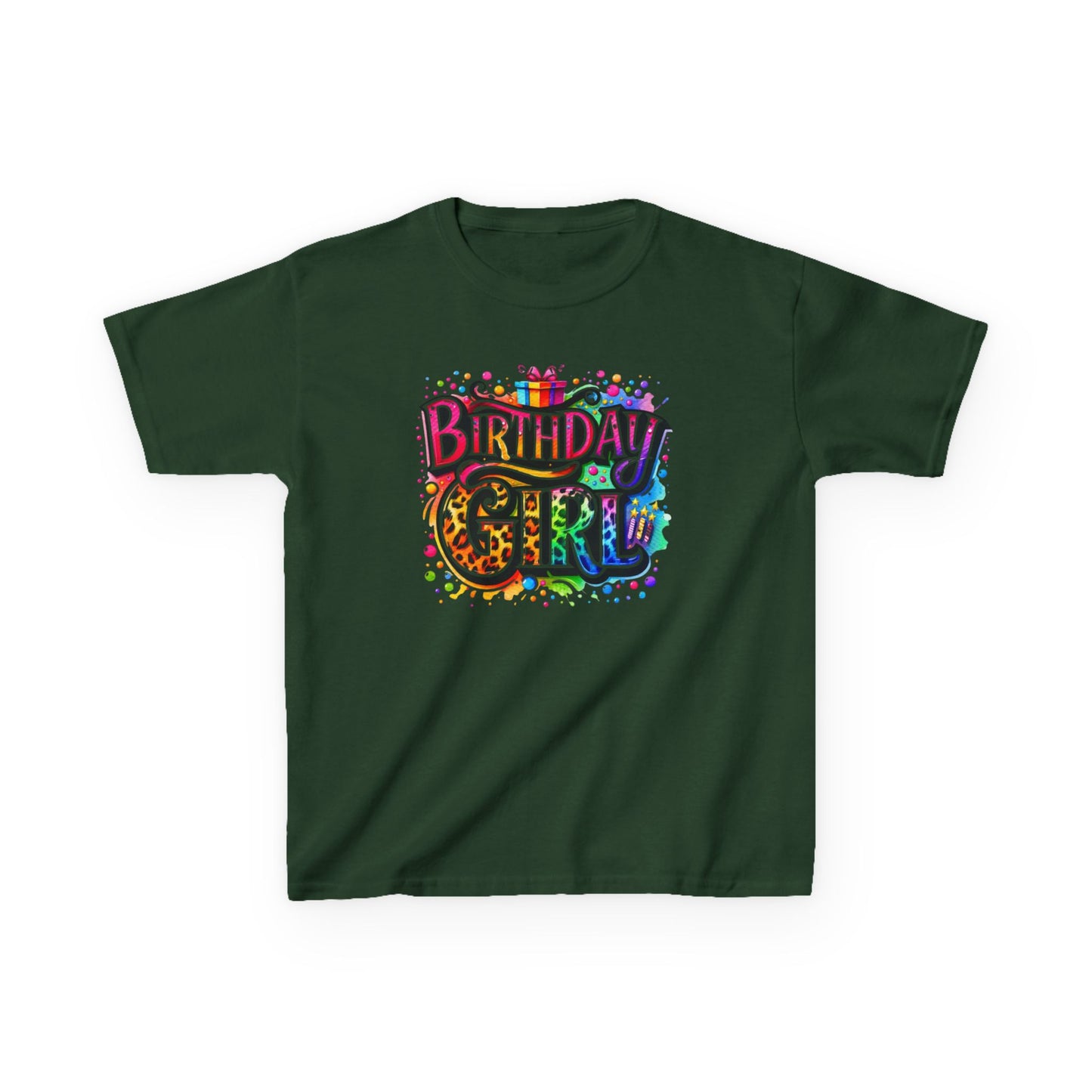 Birthday Girl Kids T‑Shirt — Colorful Confetti Party Tee