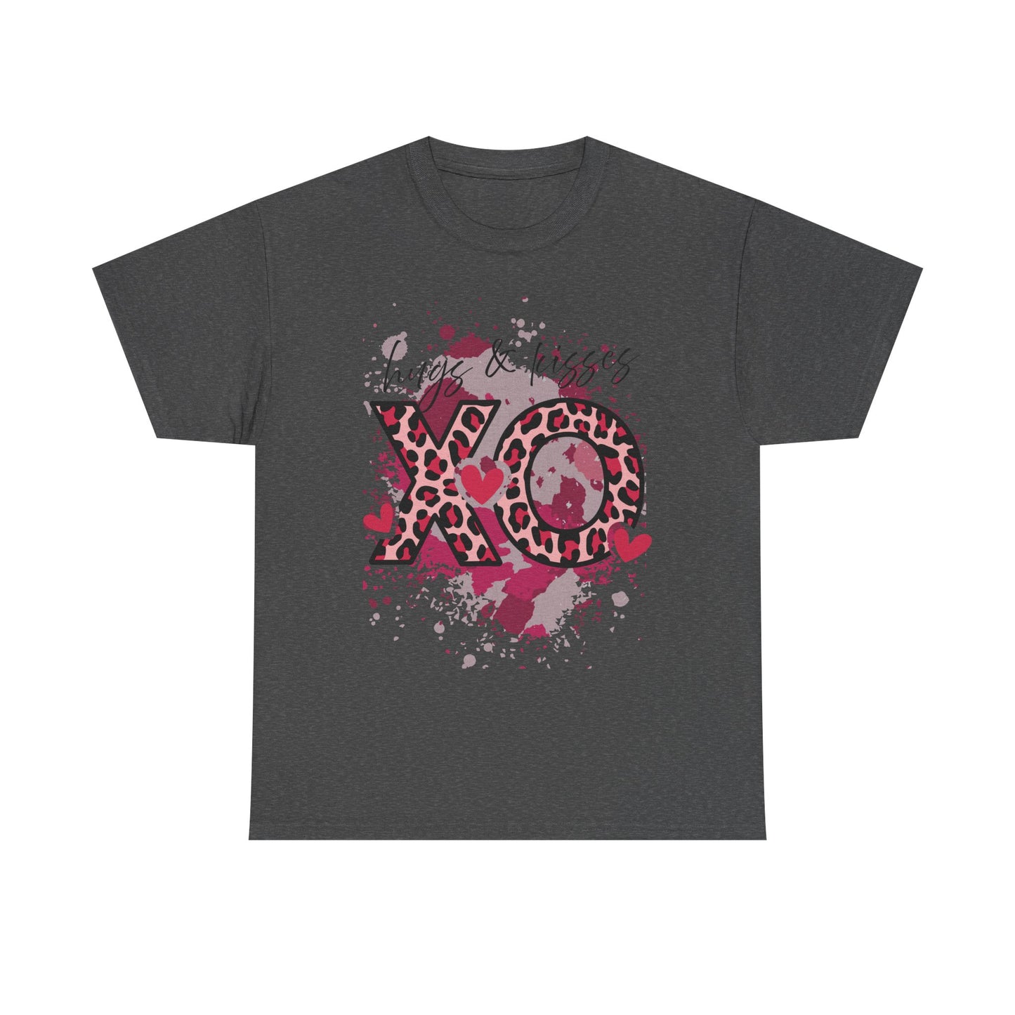 XO Hugs & Kisses Leopard Print Tee — Valentine's Day Graphic Shirt