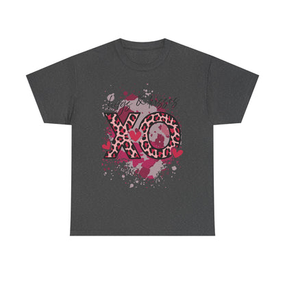 XO Hugs & Kisses Leopard Print Tee — Valentine's Day Graphic Shirt