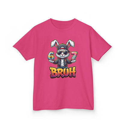 Kids 'Bruh 6 7' Bunny Graphic Tee — Cool Cartoon Bunny Shirt for Kids