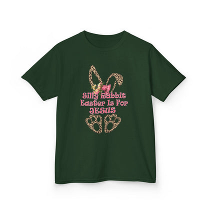 Kids Tee — Leopard Bunny Ears & 'This Little Bunny Is For Jesus' Easter Shirt