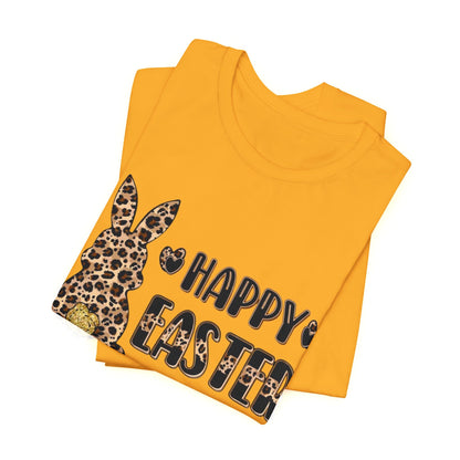 Leopard Print 'Happy Easter' Bunny Tee