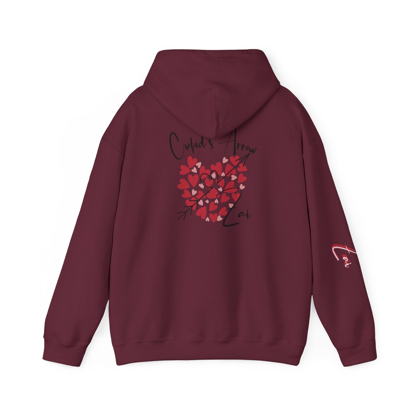Cupid’s Arrow Lei Hoodie — Heart Arrow Script Pullover for Valentine’s Day