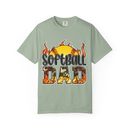 Softball Dad T-Shirt — Flaming Softball Design