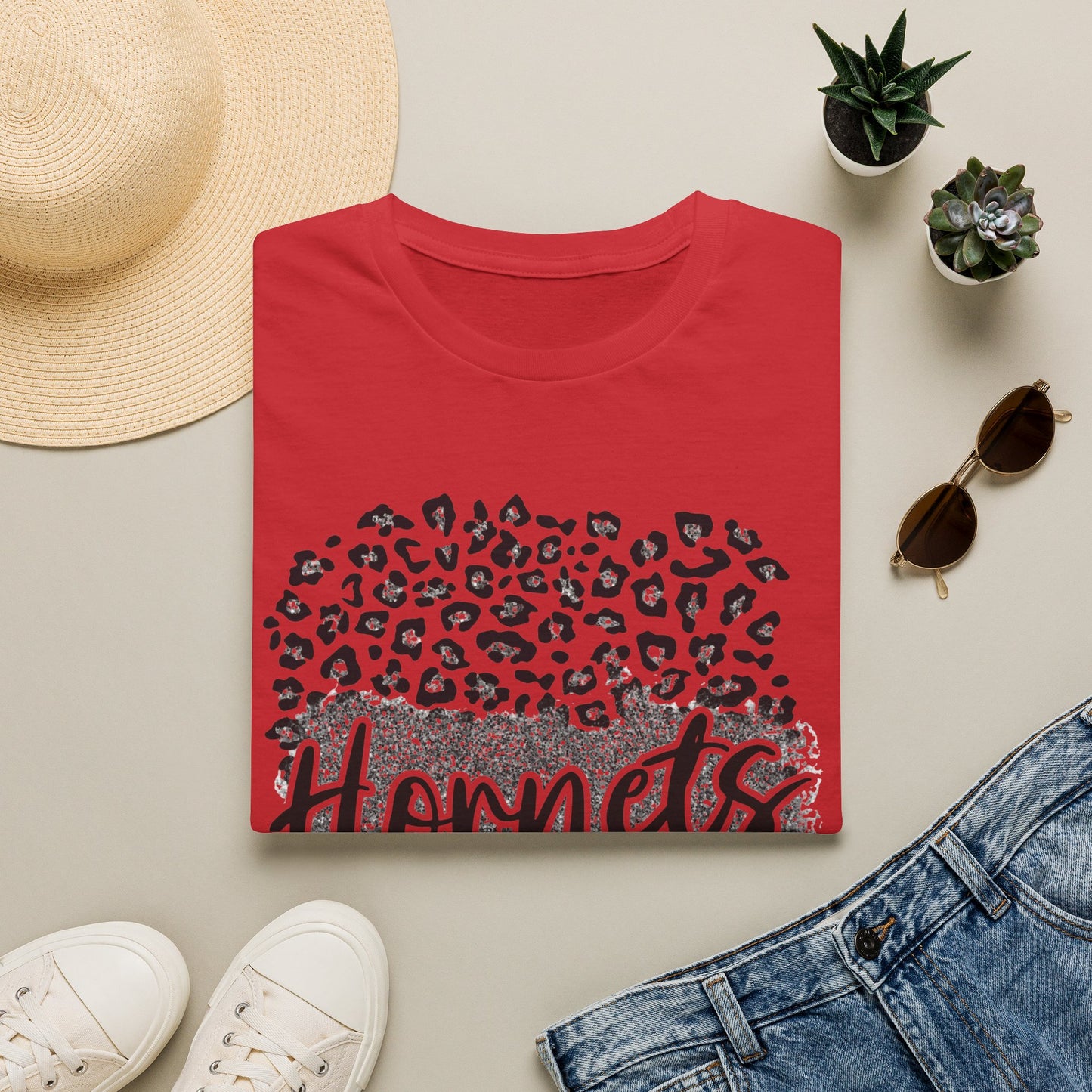 Hornets Leopard Circle T-Shirt — Trendy Animal Print Fan Tee
