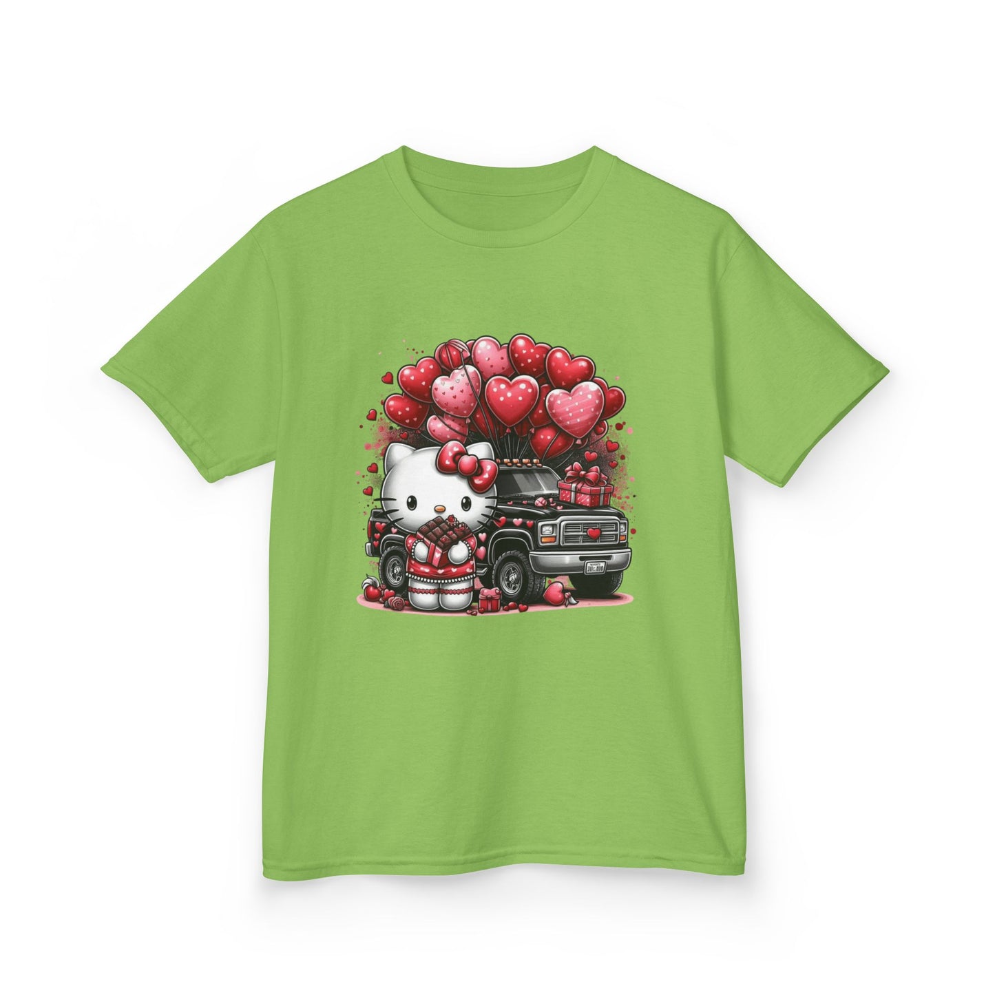 Kids Tee — Cute Kitty with Heart Balloons Valentine Shirt