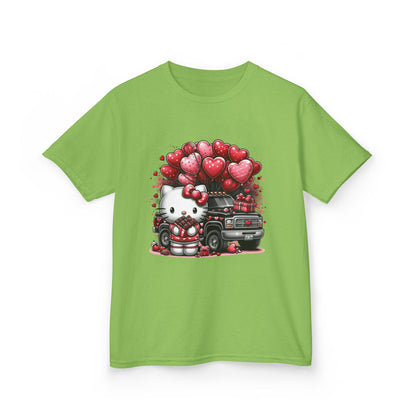 Kids Tee — Cute Kitty with Heart Balloons Valentine Shirt