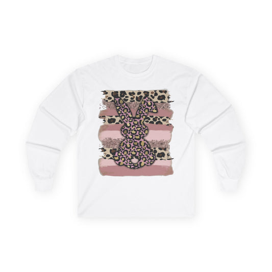 Leopard Bunny Long Sleeve Tee — Pink Stripes & Animal Print