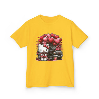 Kids Tee — Cute Kitty with Heart Balloons Valentine Shirt