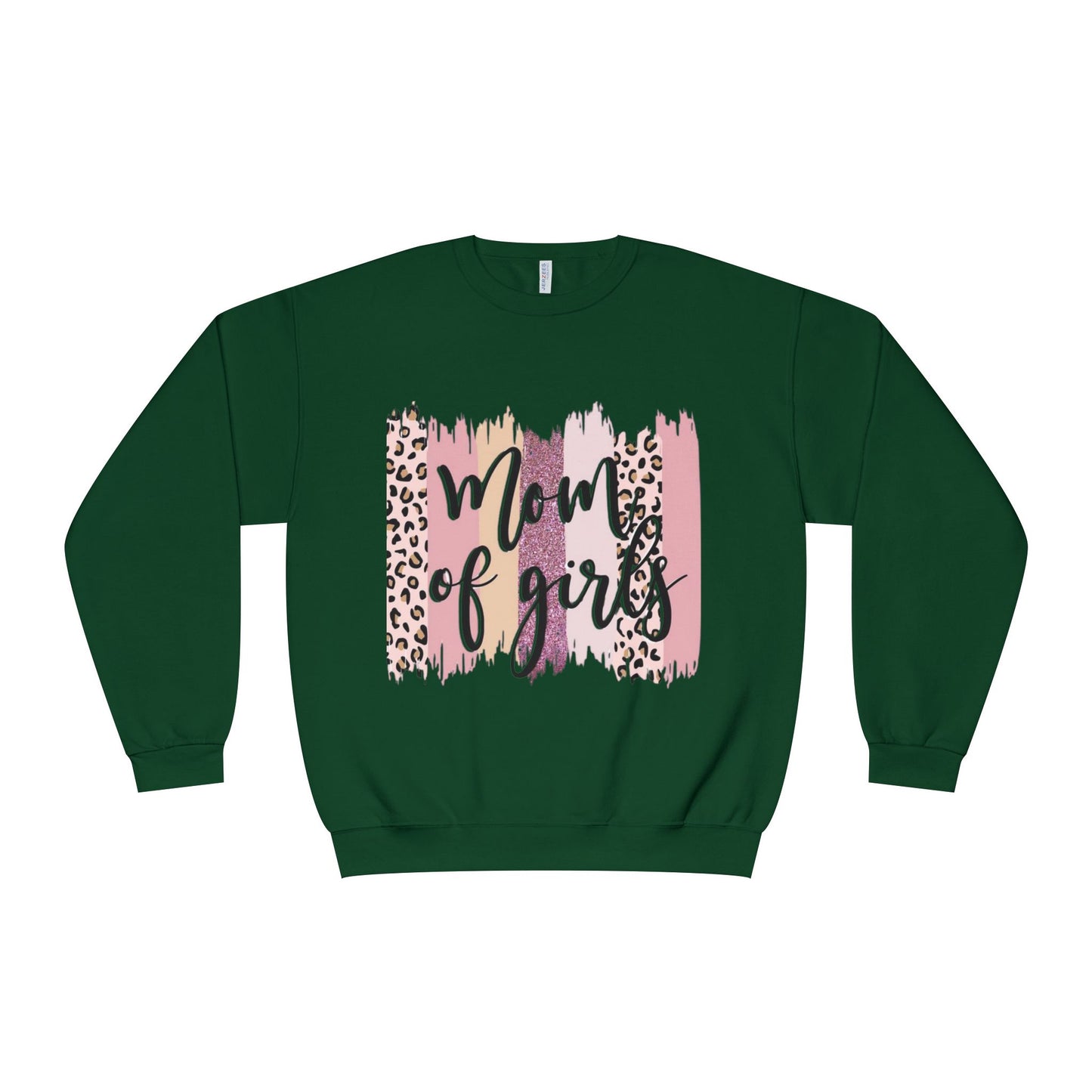 Mom of Girls Leopard Brushstroke Crewneck Sweatshirt