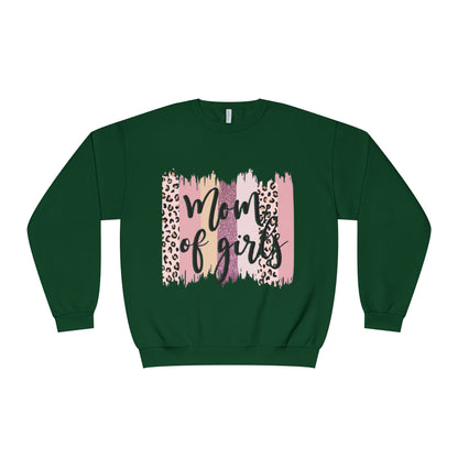 Mom of Girls Leopard Brushstroke Crewneck Sweatshirt