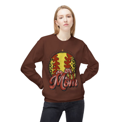 Softball Mom Crewneck Sweatshirt – Leopard Stitch Ball Graphic