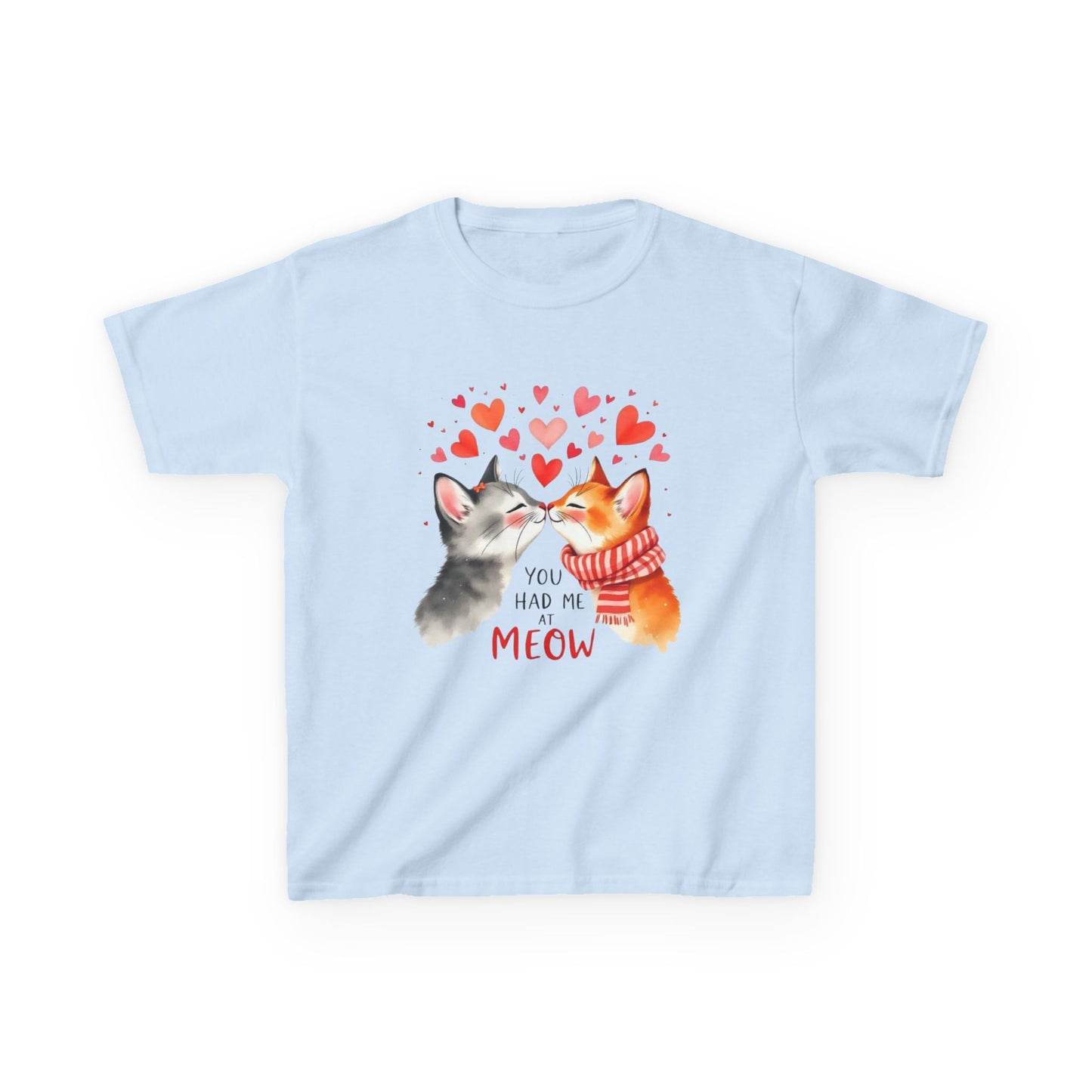 Kids Tee — Cute Cats 'You Had Me at Meow' Valentine Shirt