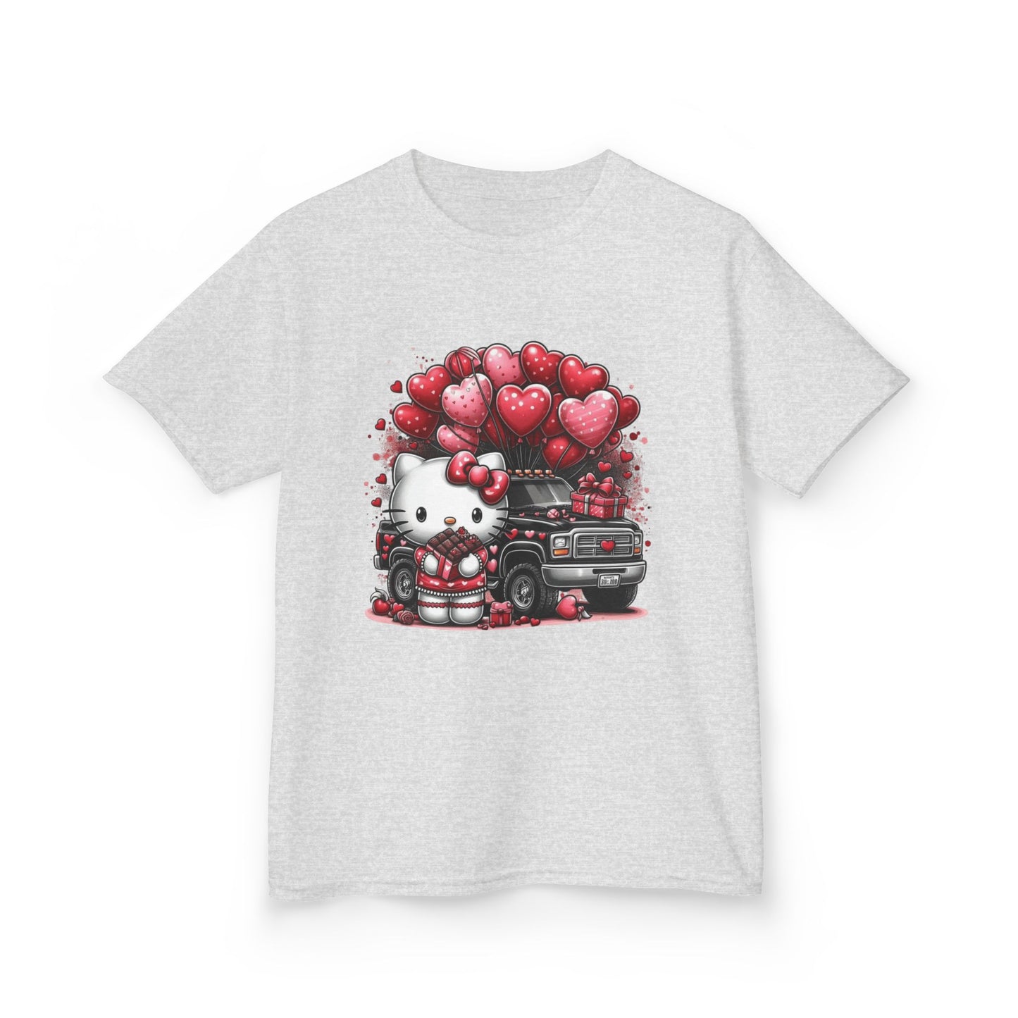 Kids Tee — Cute Kitty with Heart Balloons Valentine Shirt