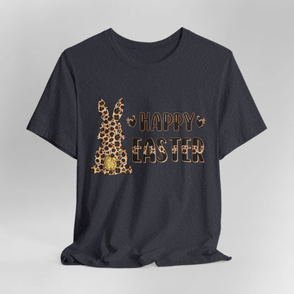 Leopard Print 'Happy Easter' Bunny Tee