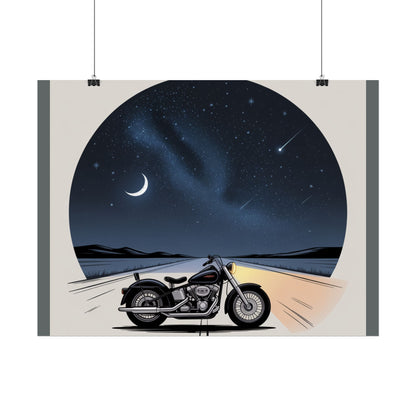 Motorcycle Night Sky Rolled Posters