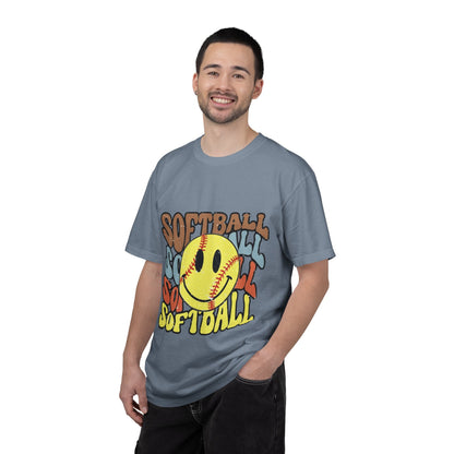 Softball Smile T-Shirt — Retro Smiley Softball Graphic Tee