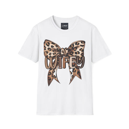 Wifey Leopard Bow T-Shirt — 'WIFEY' Leopard Print Bow Tee