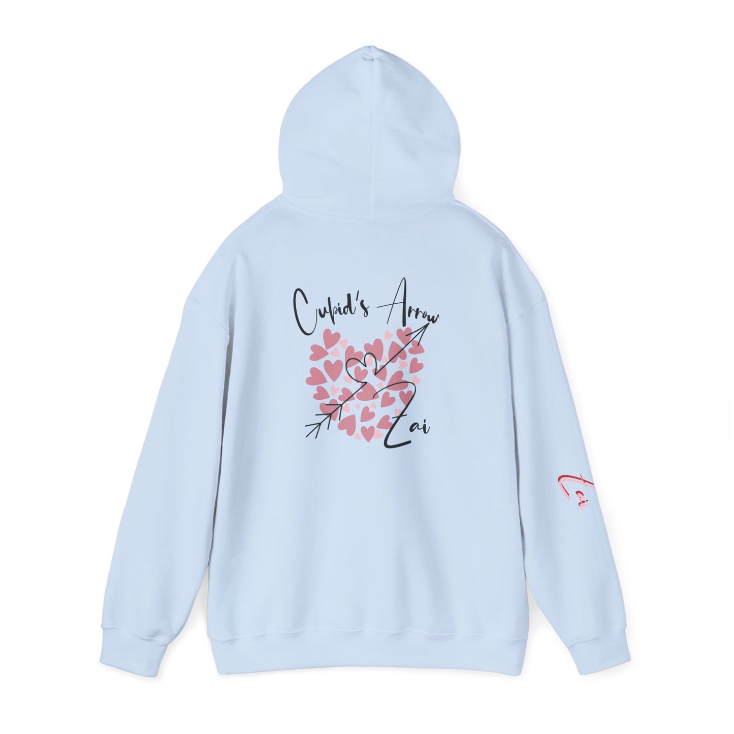 Cupid’s Arrow Lei Hoodie — Heart Arrow Script Pullover for Valentine’s Day