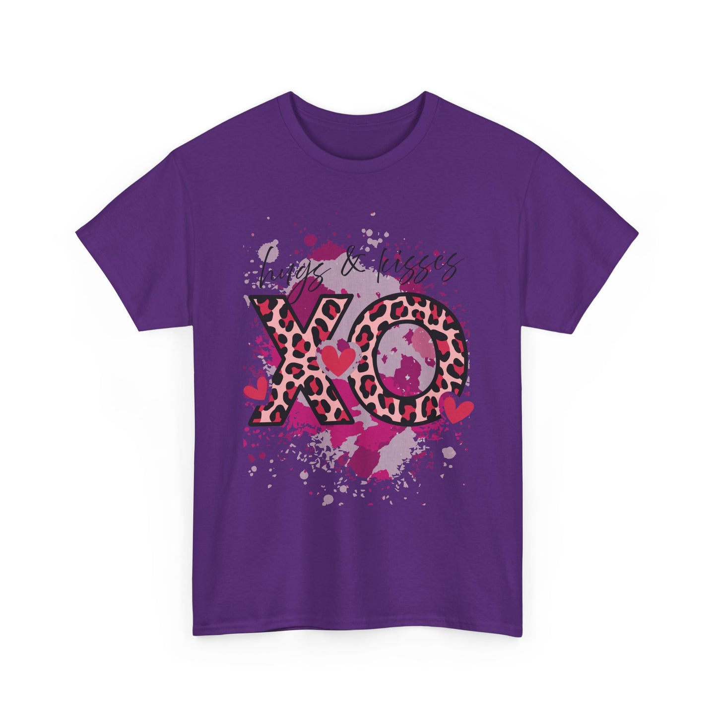 XO Hugs & Kisses Leopard Print Tee — Valentine's Day Graphic Shirt