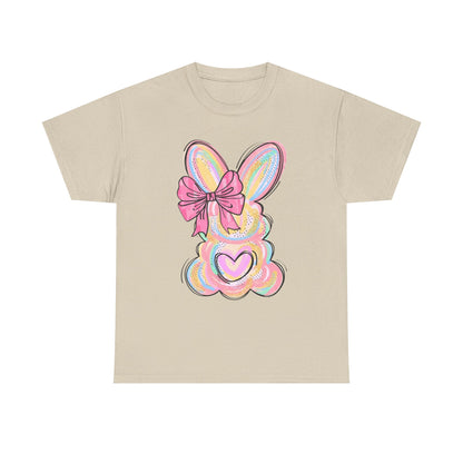 Pastel Bunny Heart T‑Shirt — Cute Easter Bunny Tee with Bow