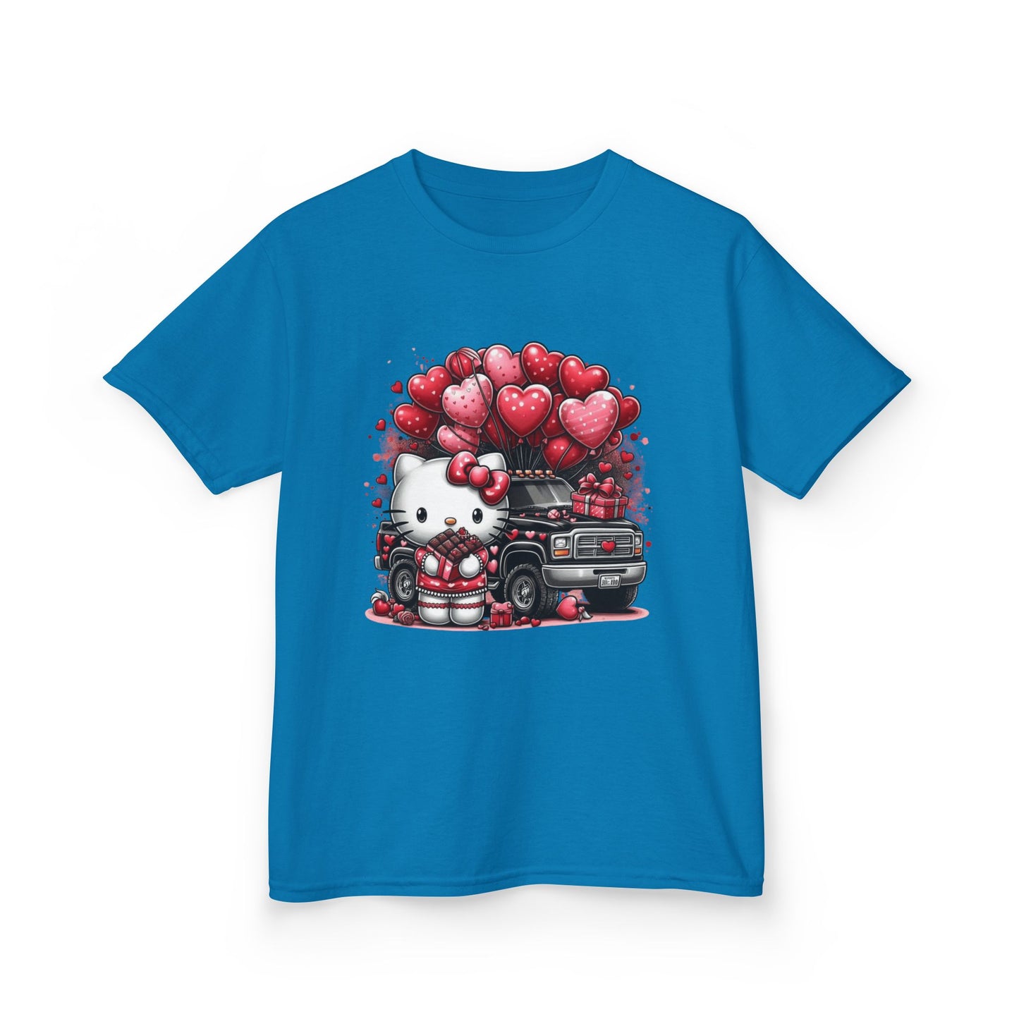 Kids Tee — Cute Kitty with Heart Balloons Valentine Shirt