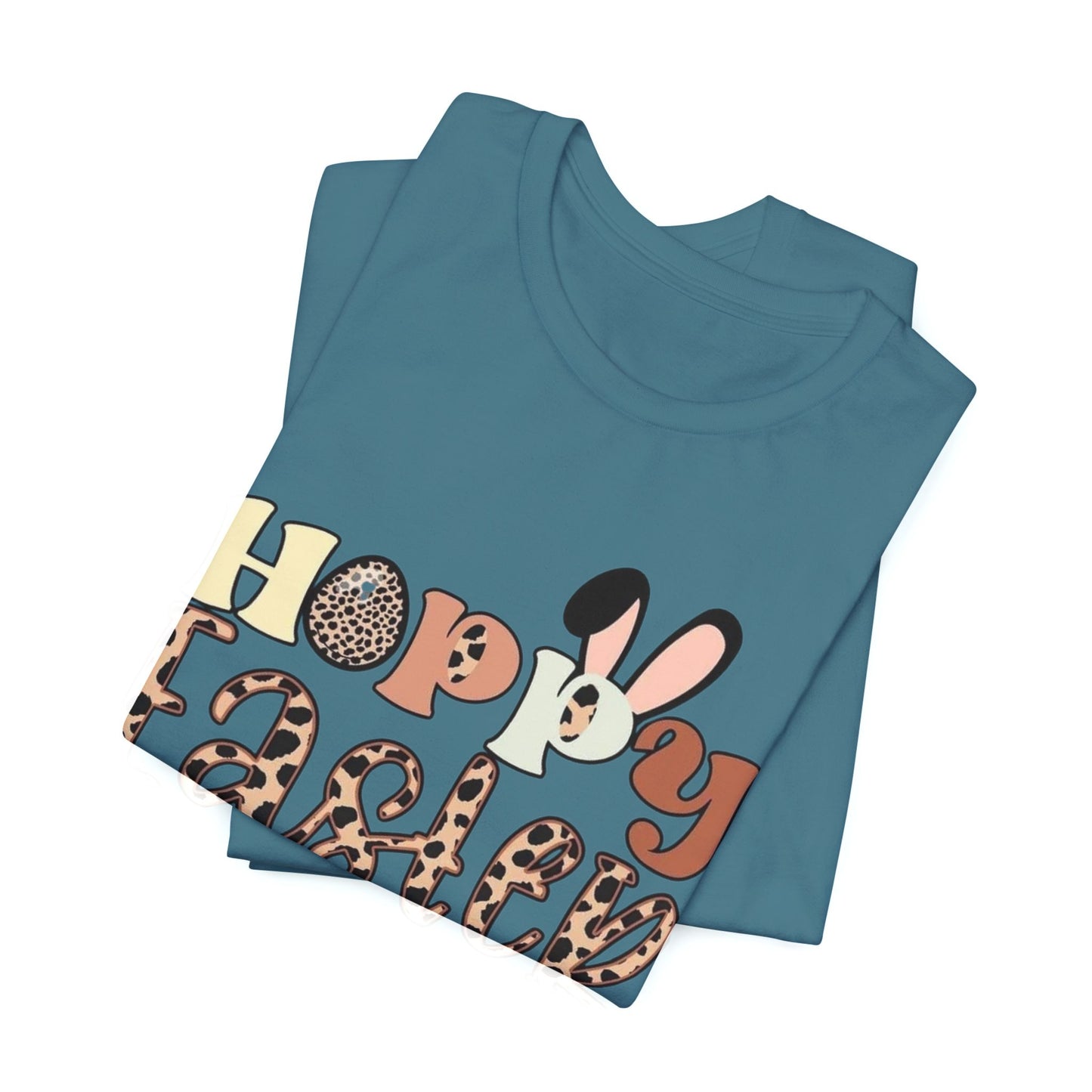 Happy Easter Leopard Print Tee — Cute Bunny Egg Holiday T-Shirt