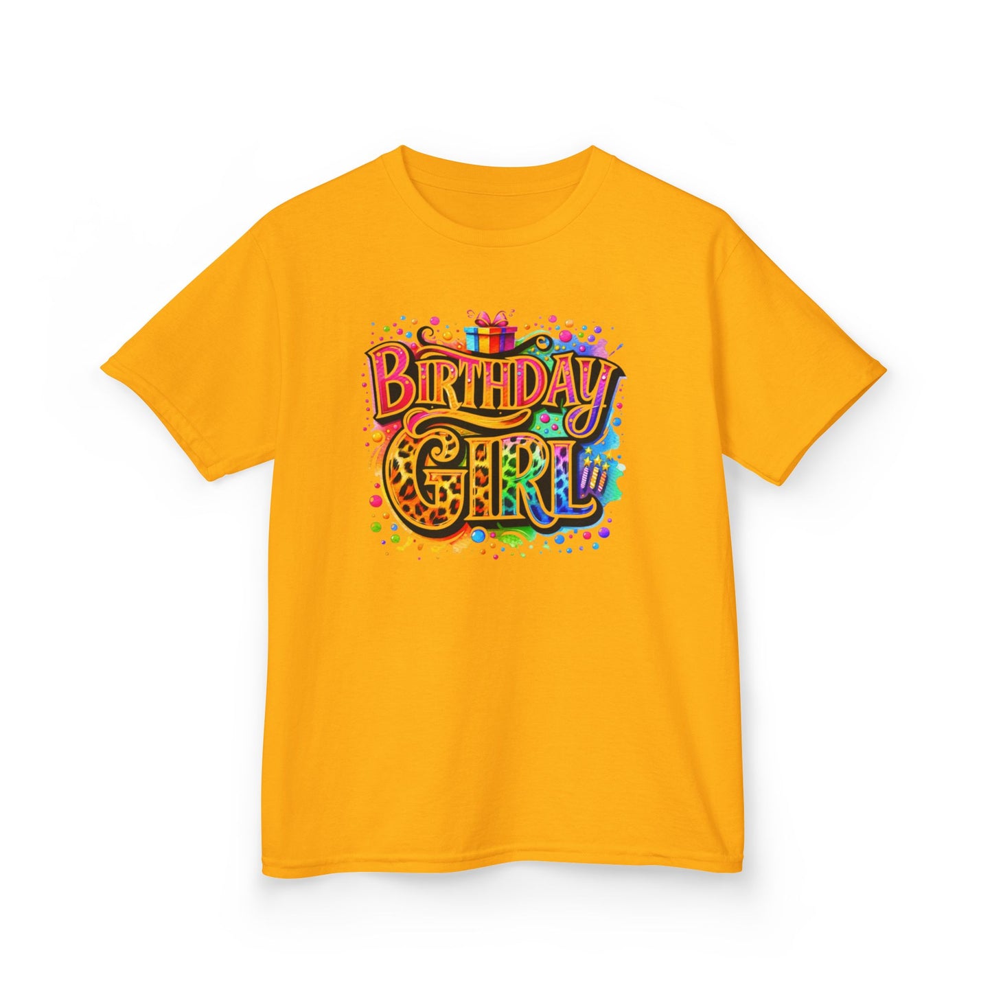 Birthday Girl Kids T‑Shirt — Colorful Confetti Party Tee
