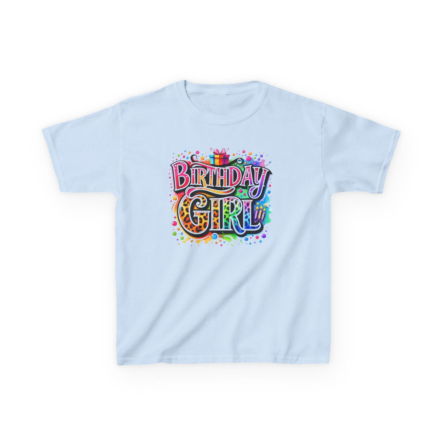 Birthday Girl Kids T‑Shirt — Colorful Confetti Party Tee