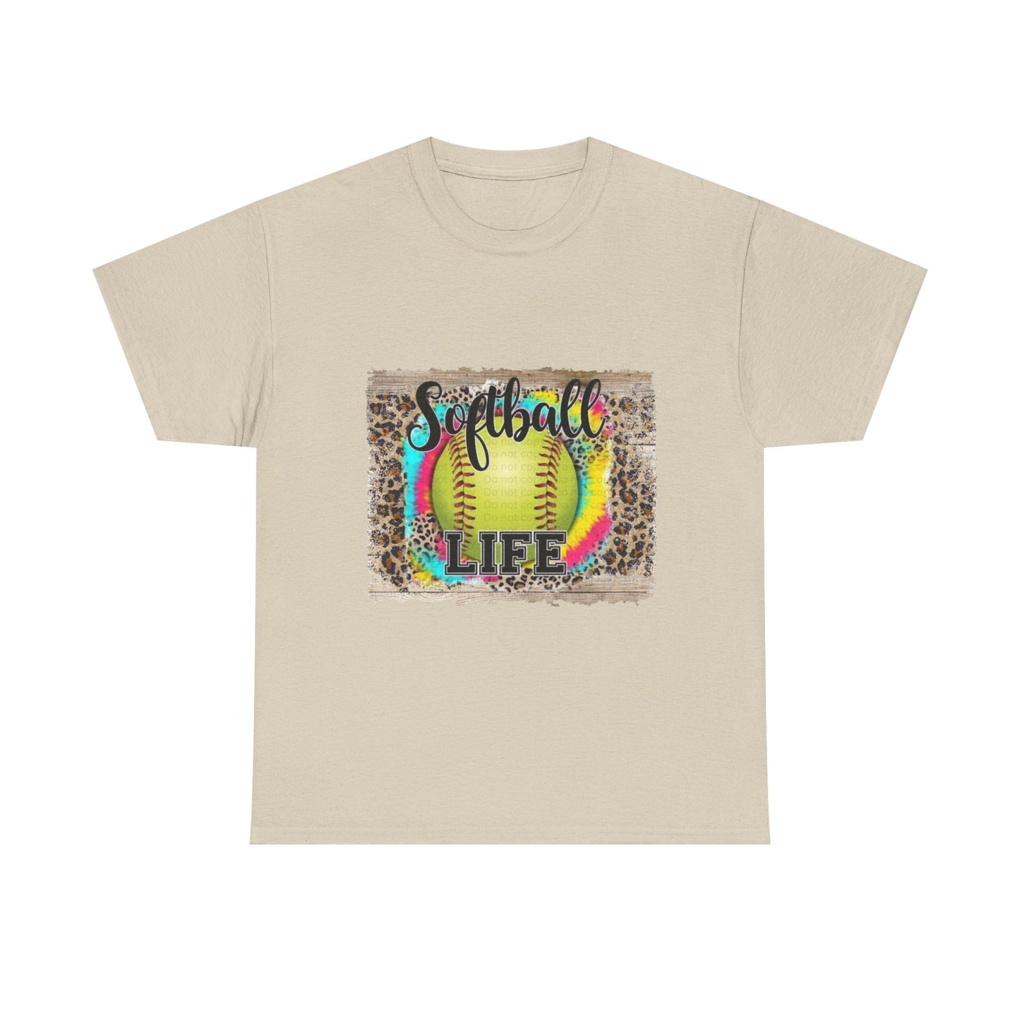 Softball Life Tee — Neon Softball Graphic with Leopard Accent