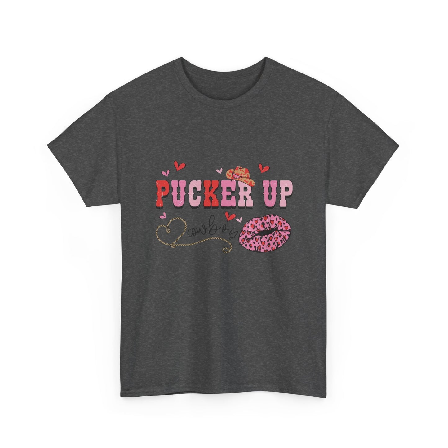 Pucker Up Kiss Graphic Tee – Cute Valentine’s Day Leopard Lip Design