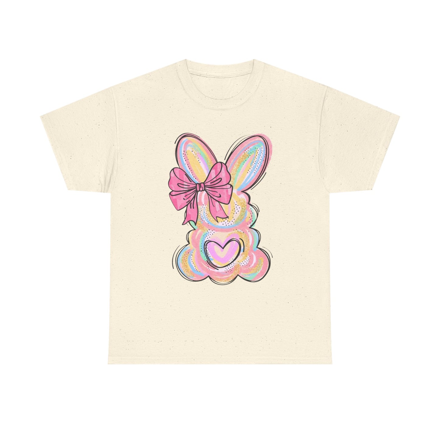 Pastel Bunny Heart T‑Shirt — Cute Easter Bunny Tee with Bow