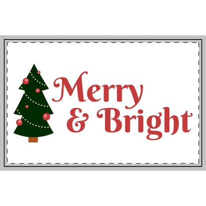 Holiday Christmas Rug, Merry & Bright Festive Floor Mat