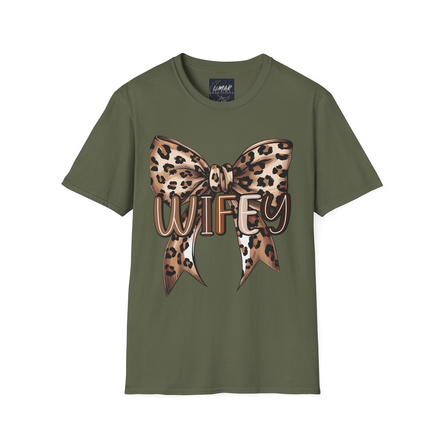 Wifey Leopard Bow T-Shirt — 'WIFEY' Leopard Print Bow Tee