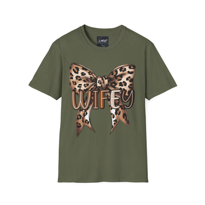 Wifey Leopard Bow T-Shirt — 'WIFEY' Leopard Print Bow Tee